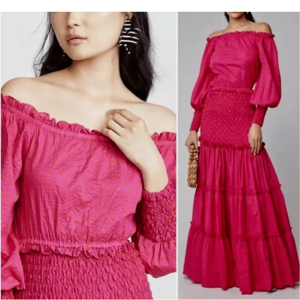 Alexis Women’s Thalssa Maxi Dress Off Shoulder Ruched Middle Pink Size S NEW